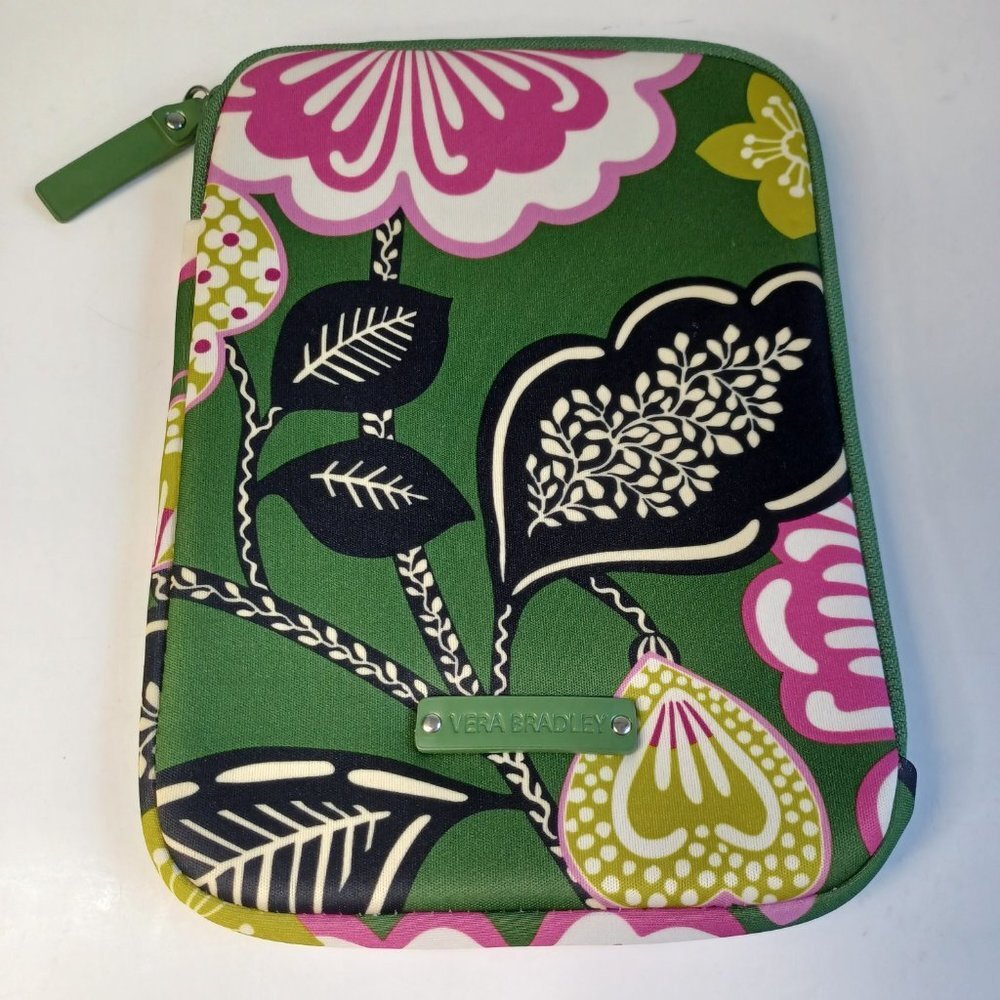 Vera Bradley Tablet Neoprene Soft Case Zip Around Tropical Floral Green Pink